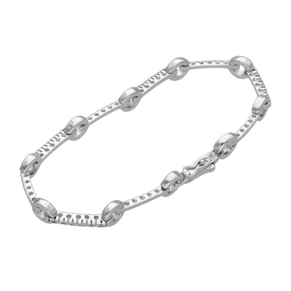Ladies 9ct White Gold Cubic Zirconia Circles Bracelet
