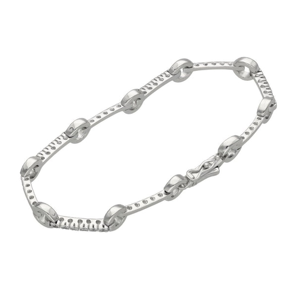Ladies 9ct White Gold Cubic Zirconia Circles Bracelet