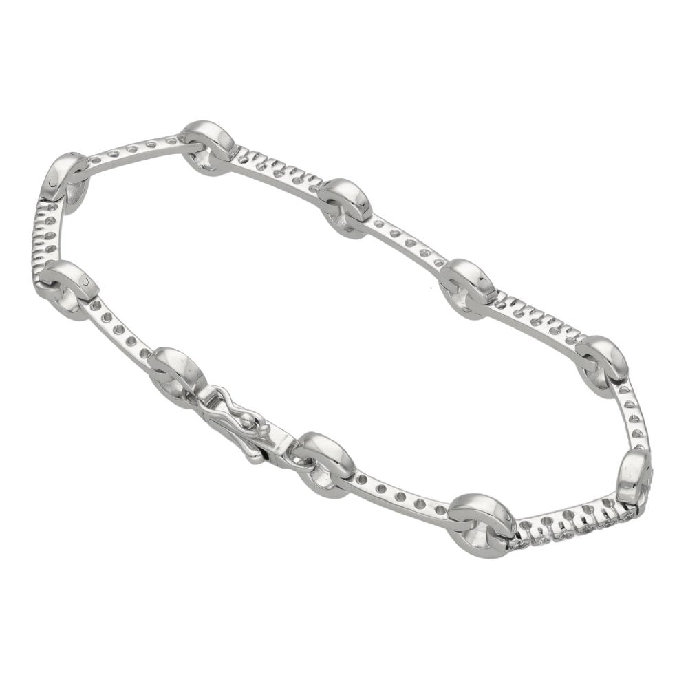 Ladies 9ct White Gold Cubic Zirconia Circles Bracelet