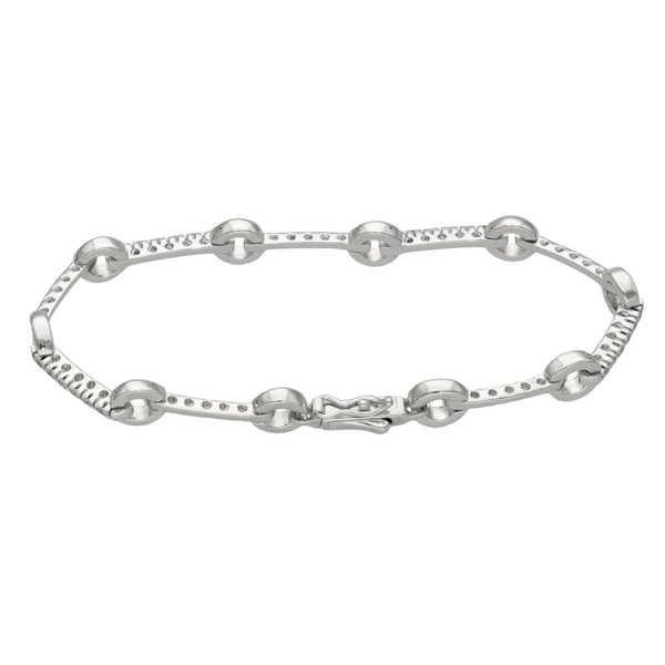Ladies 9ct White Gold Cubic Zirconia Circles Bracelet