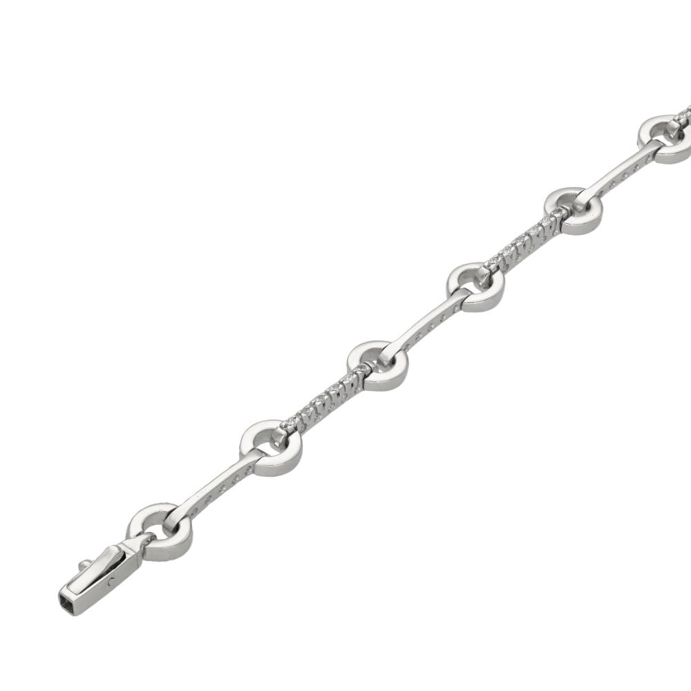 Ladies 9ct White Gold Cubic Zirconia Circles Bracelet
