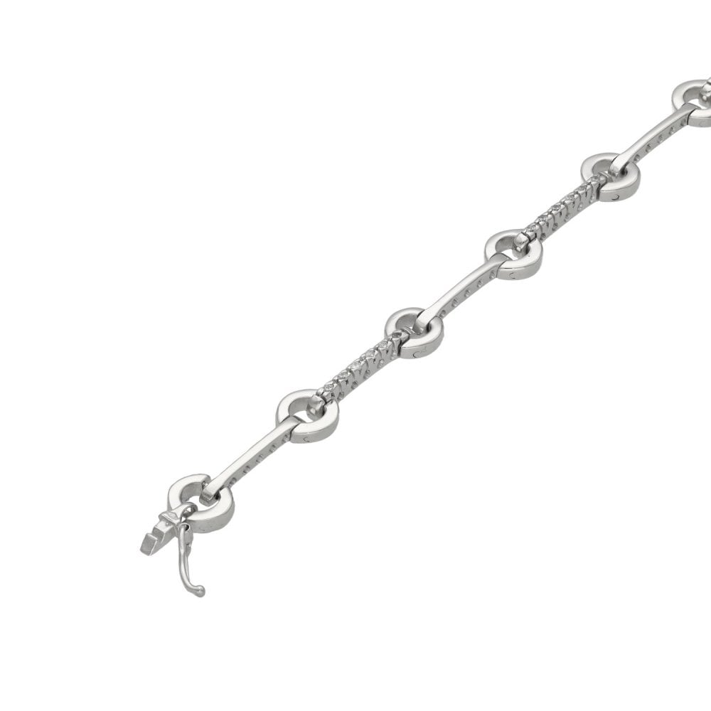 Ladies 9ct White Gold Cubic Zirconia Circles Bracelet