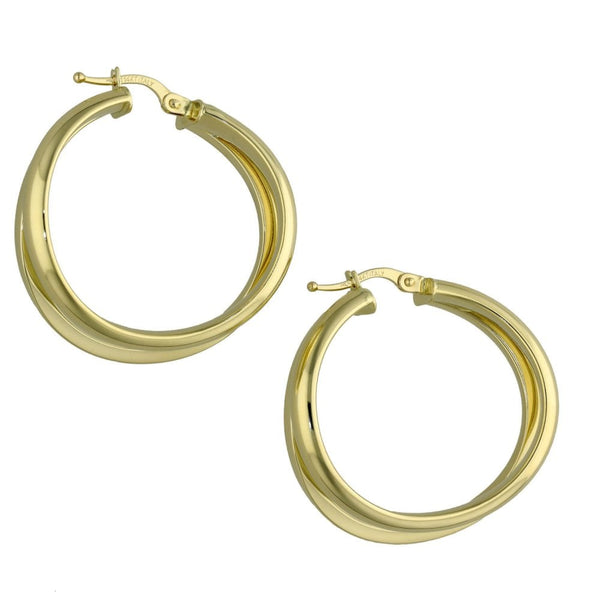 Ladies 14ct Yellow Gold Double Hoop Creole Earrings