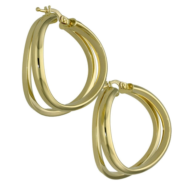 Ladies 14ct Yellow Gold Double Hoop Creole Earrings