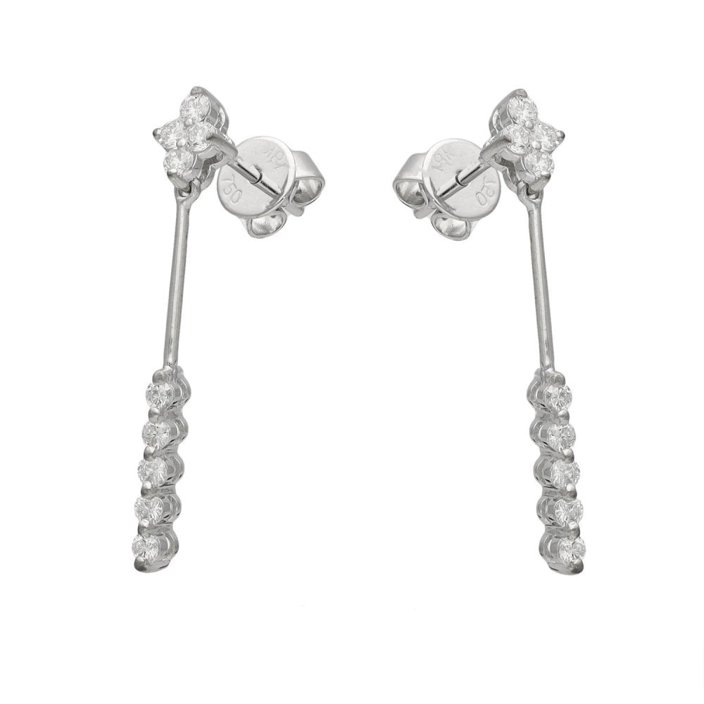 Ladies 18ct White Gold Diamond Drop Earrings - 0.40ct
