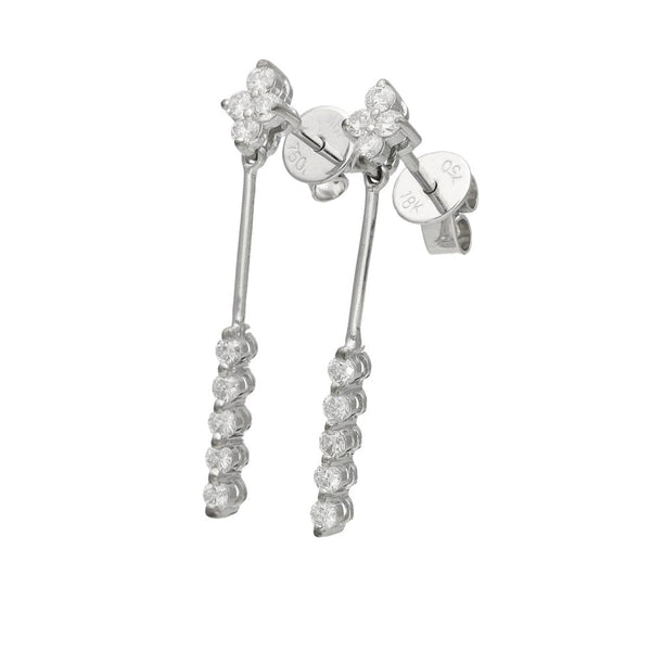 Ladies 18ct White Gold Diamond Drop Earrings - 0.40ct