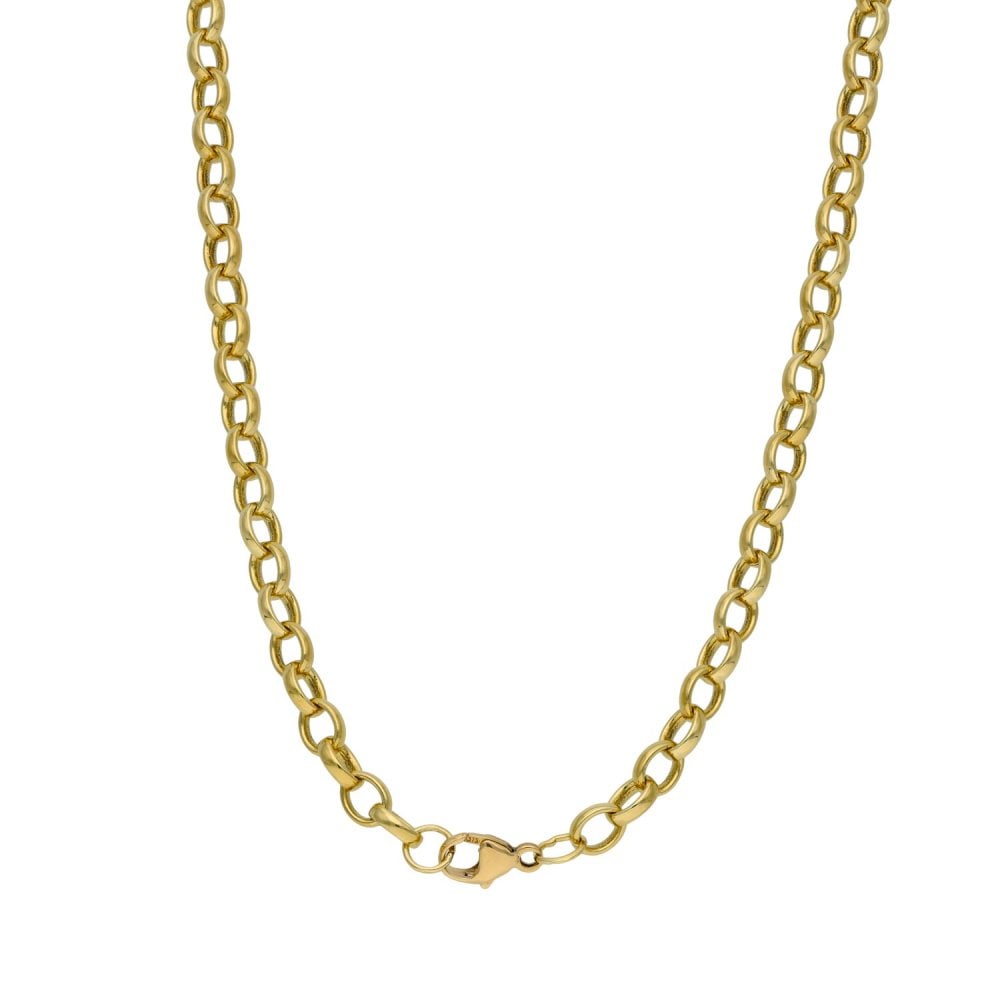 9ct Yellow Gold Oval Belcher Chain - 18" - 16.2g