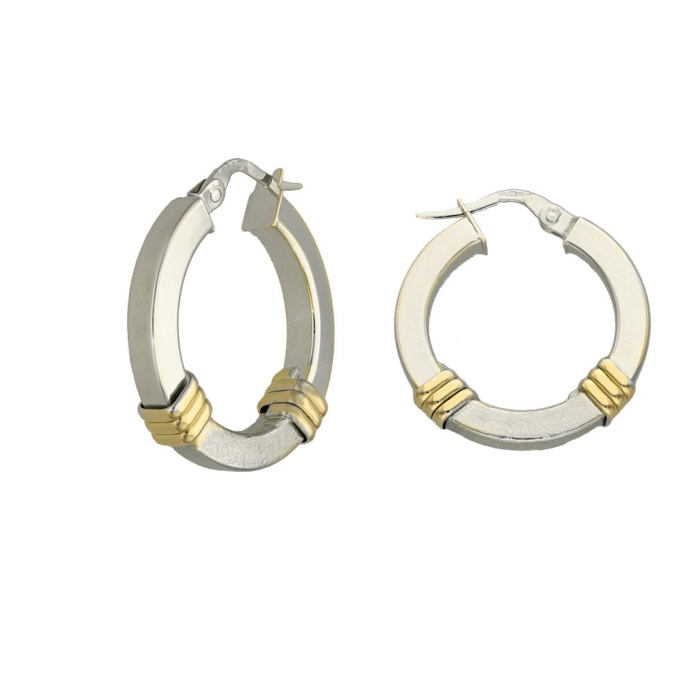 Ladies 18ct Multi-Tone Gold Hoop Earrings - 4.5g