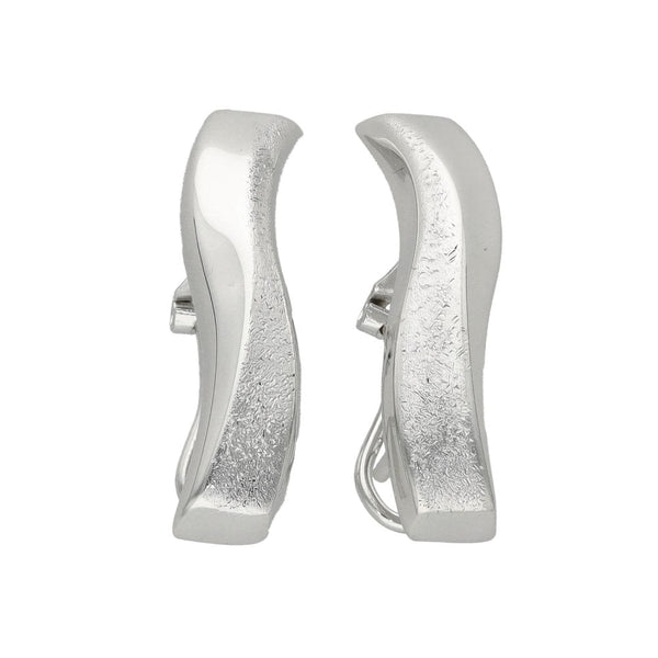 Ladies 18ct White Gold Polished & Satin Bar Stud Earrings