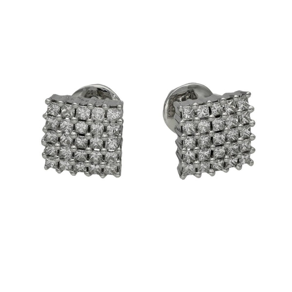 Ladies 18ct White Gold Diamond Princess Cut Stud Earrings