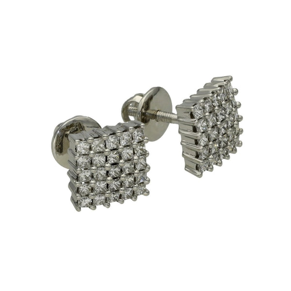 Ladies 18ct White Gold Diamond Princess Cut Stud Earrings