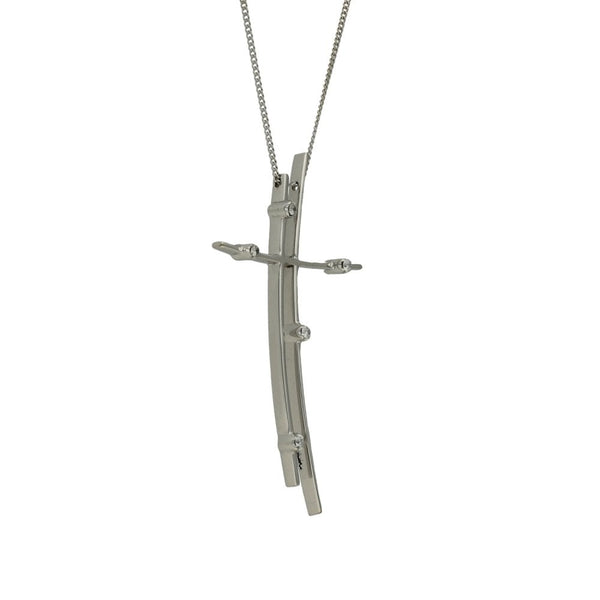 18ct White Gold Diamond Cross Pendant & Necklace - 20" - 0.10ct