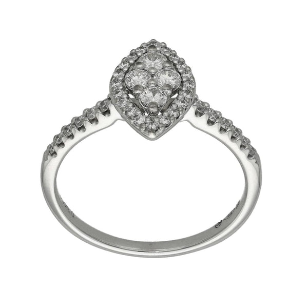 Ladies 9ct White Gold Diamond Cluster Ring - Size J - 0.34ct