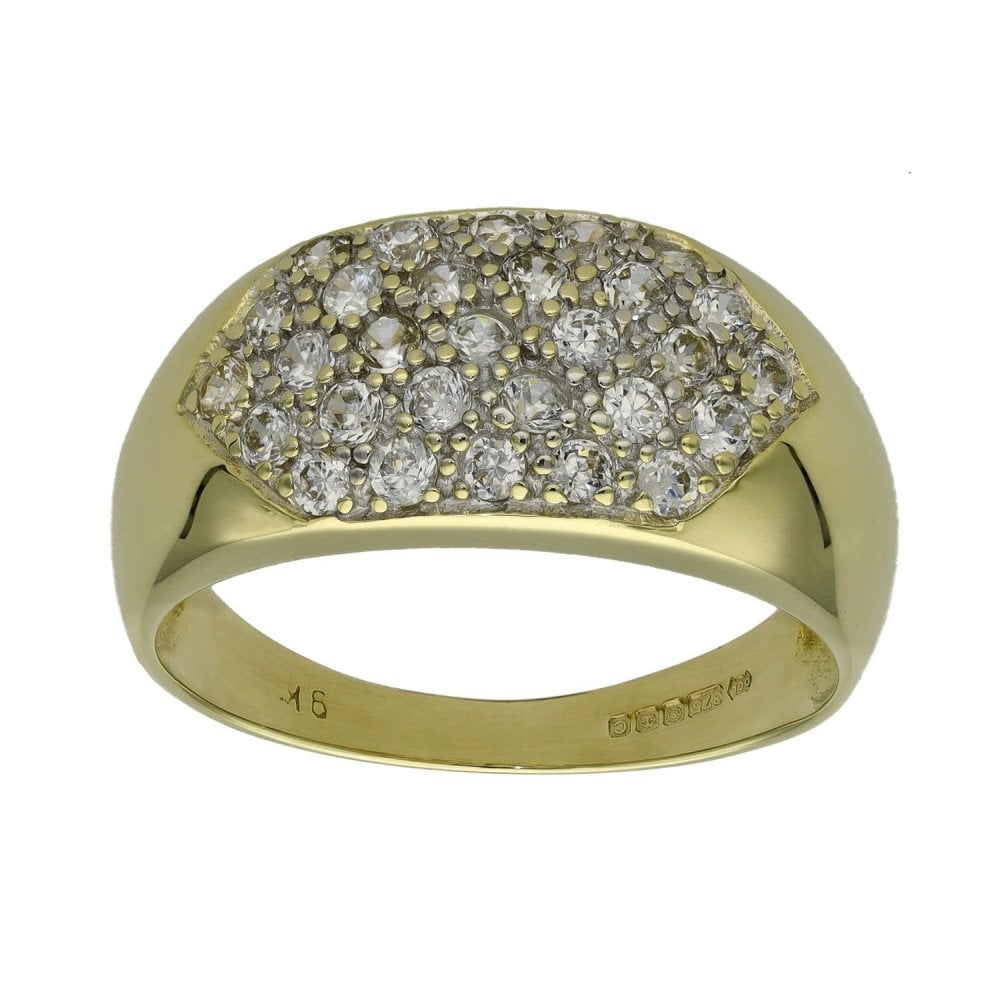 Ladies 9ct Yellow Gold Cubic Zirconia Band Ring - Size V