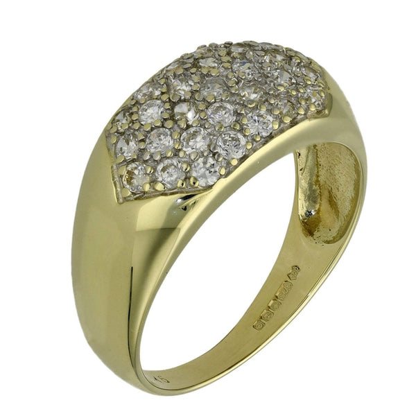 Ladies 9ct Yellow Gold Cubic Zirconia Band Ring - Size V