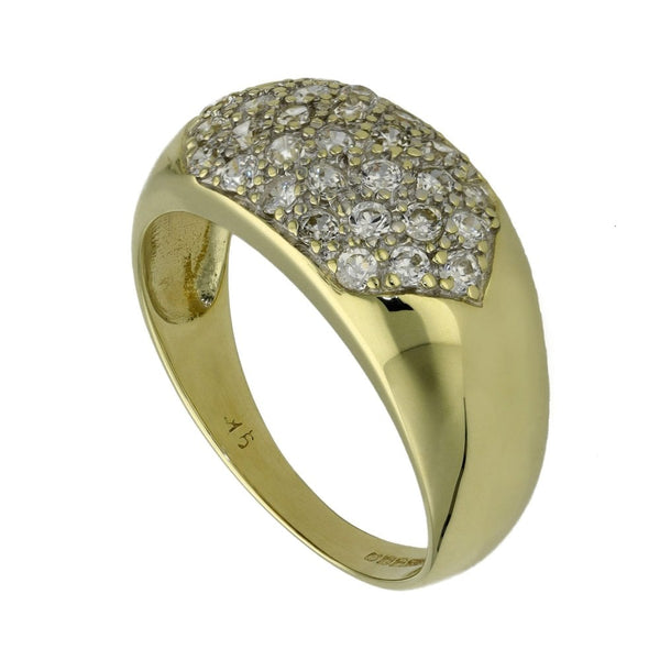 Ladies 9ct Yellow Gold Cubic Zirconia Band Ring - Size V