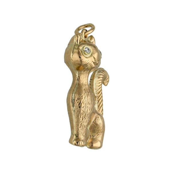 9ct Yellow Gold Large Hollow Cat Charm - 3.4g