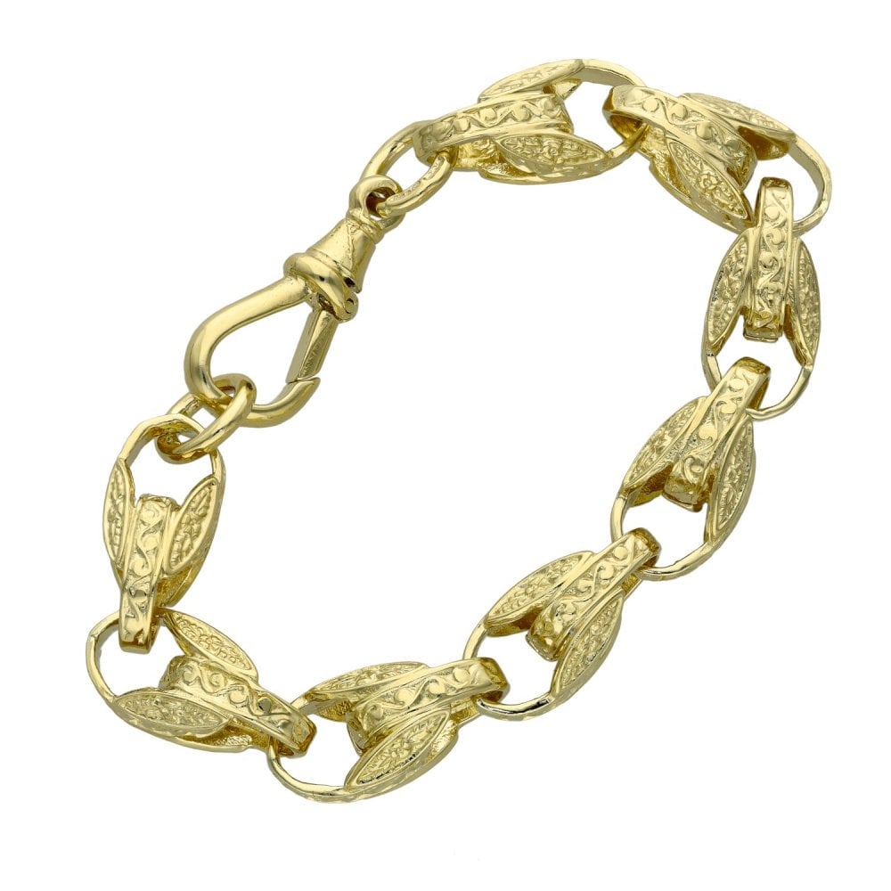 9ct Yellow Gold Fancy Bracelet - 6.5" - 19.5g