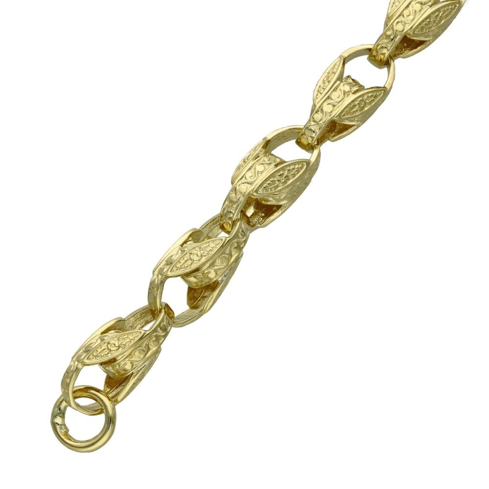 9ct Yellow Gold Fancy Bracelet - 6.5" - 19.5g