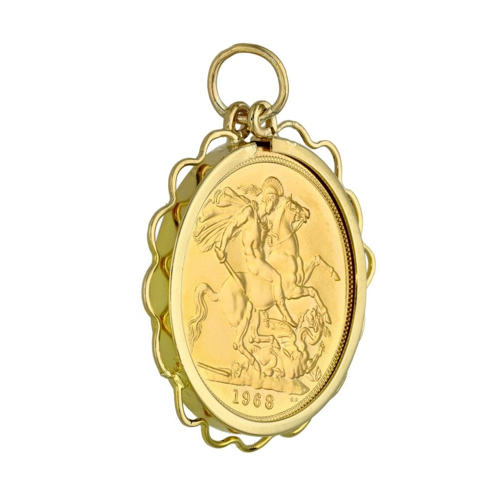 1968 Yellow Gold Full Sovereign Coin Pendant - 9.5g