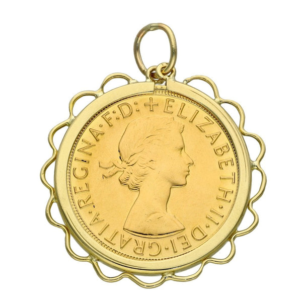 1968 Yellow Gold Full Sovereign Coin Pendant - 9.5g