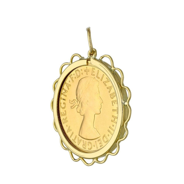 1968 Yellow Gold Full Sovereign Coin Pendant - 9.5g