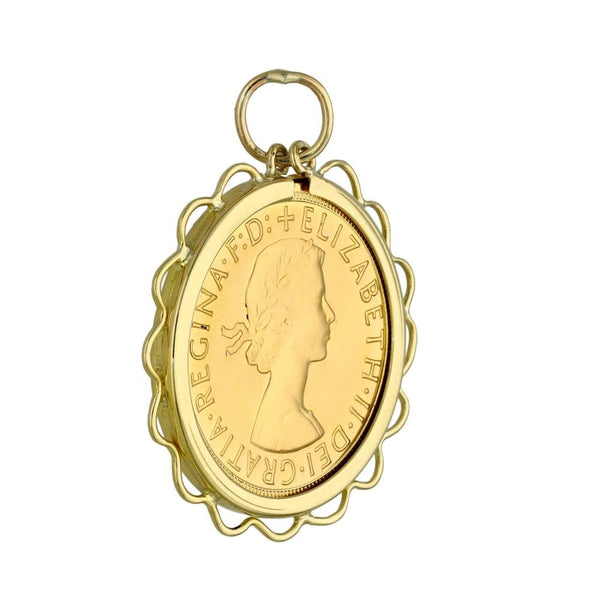 1968 Yellow Gold Full Sovereign Coin Pendant - 9.5g