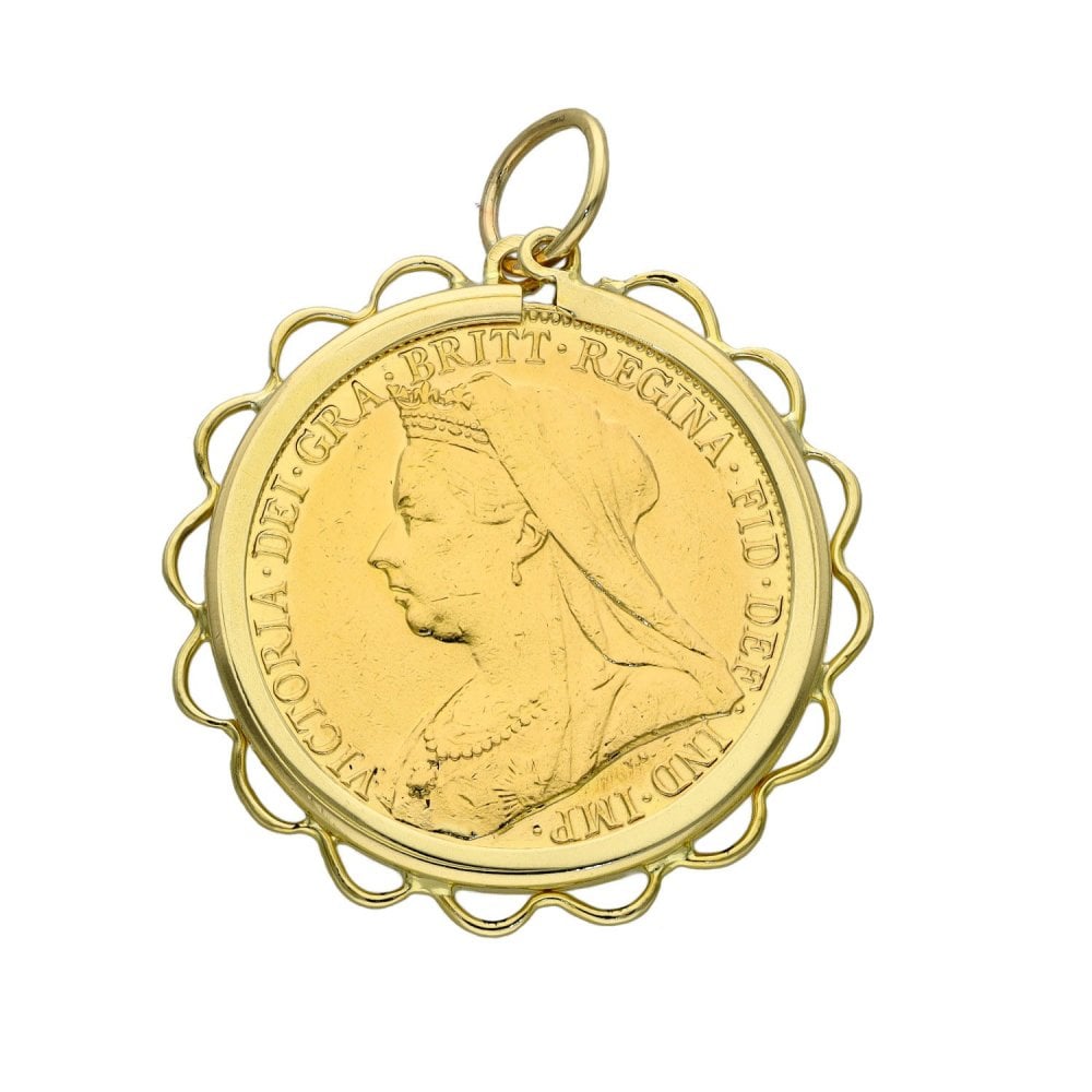 1901 Yellow Gold Full Sovereign Coin Pendant - 9.5g