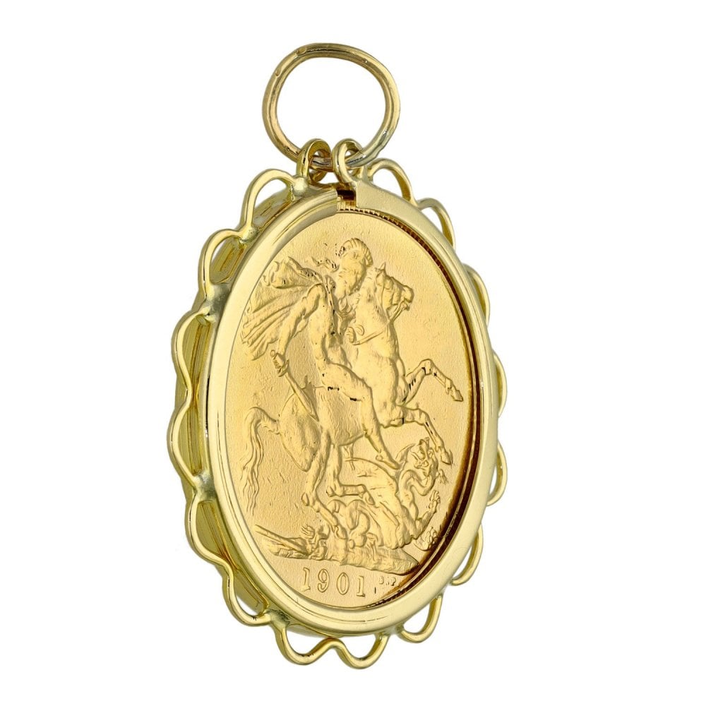 1901 Yellow Gold Full Sovereign Coin Pendant - 9.5g