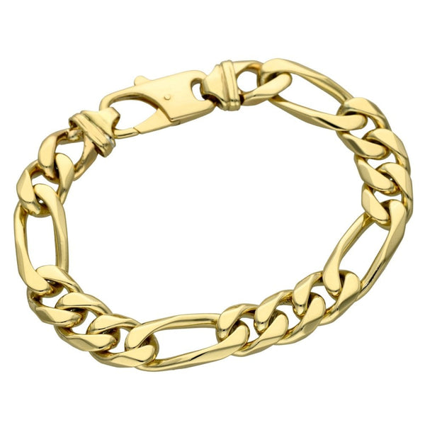 9ct Yellow Gold Heavy Figaro Bracelet - 9.5" - 73.4g
