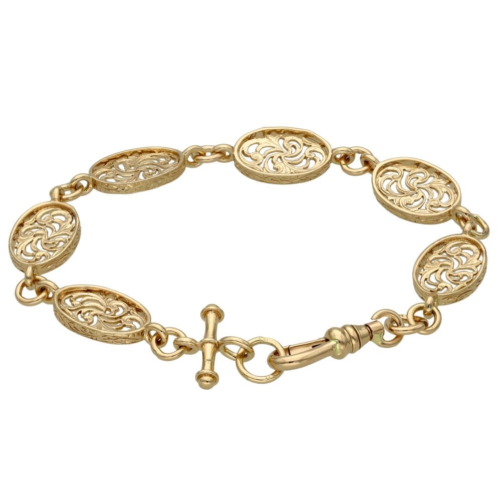 9ct Rose Gold Fancy Oval Link Bracelet - 11.6g - 7.5"