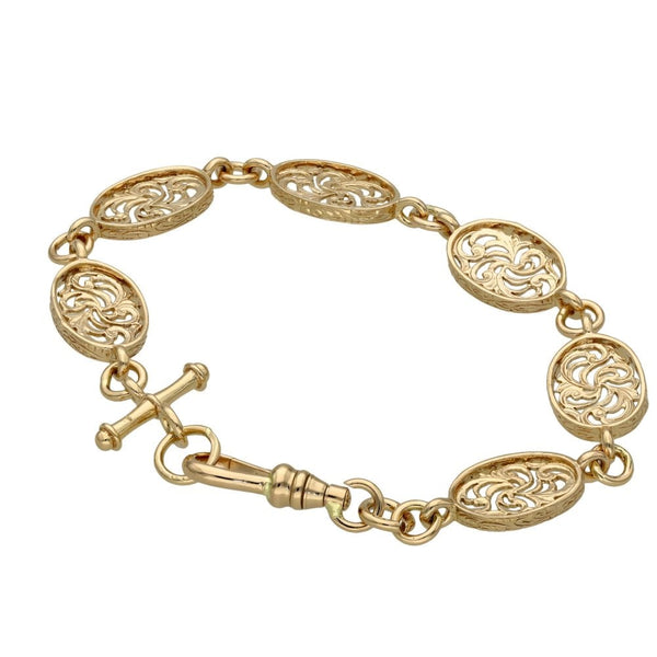9ct Rose Gold Fancy Oval Link Bracelet - 11.6g - 7.5"