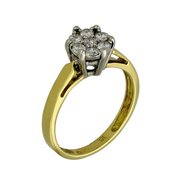 Ladies 18ct Yellow Gold Diamond Cluster Ring - Size L - 0.33ct