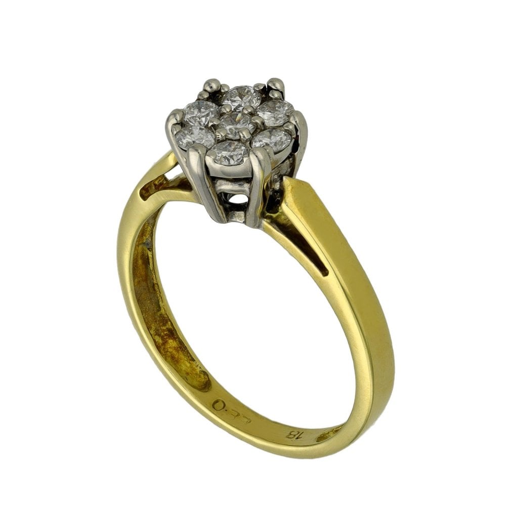 Ladies 18ct Yellow Gold Diamond Cluster Ring - Size L - 0.33ct