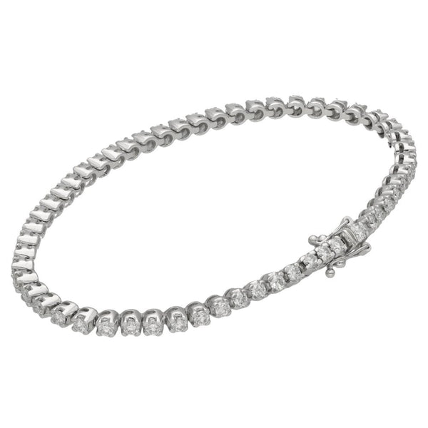 18ct White Gold Diamond Set Tennis Bracelet - 7" - 3.51ct