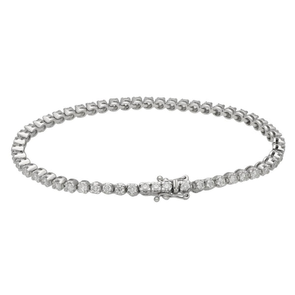18ct White Gold Diamond Set Tennis Bracelet - 7" - 3.51ct