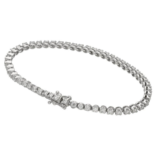 18ct White Gold Diamond Set Tennis Bracelet - 7" - 3.51ct