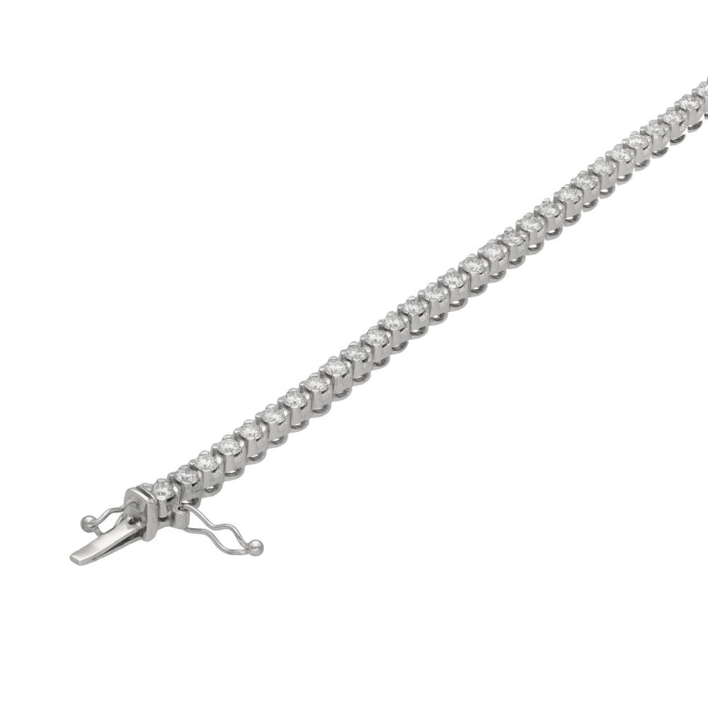 18ct White Gold Diamond Set Tennis Bracelet - 7" - 3.51ct