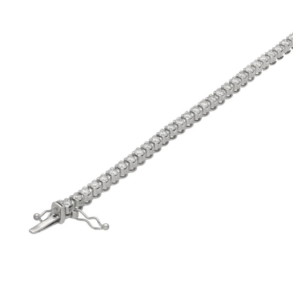 18ct White Gold Diamond Set Tennis Bracelet - 7" - 3.51ct
