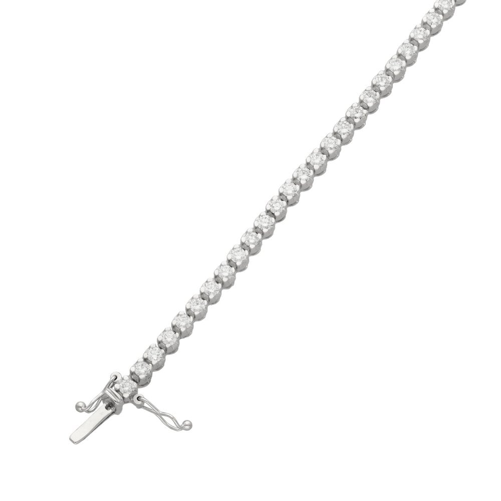 18ct White Gold Diamond Set Tennis Bracelet - 7" - 3.51ct