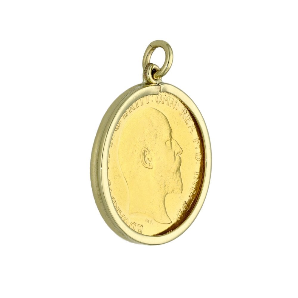 1902 Yellow Gold Half Sovereign Coin Pendant - 4.8g