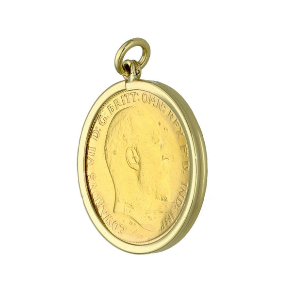1906 Yellow Gold Half Sovereign Coin Pendant - 4.9g