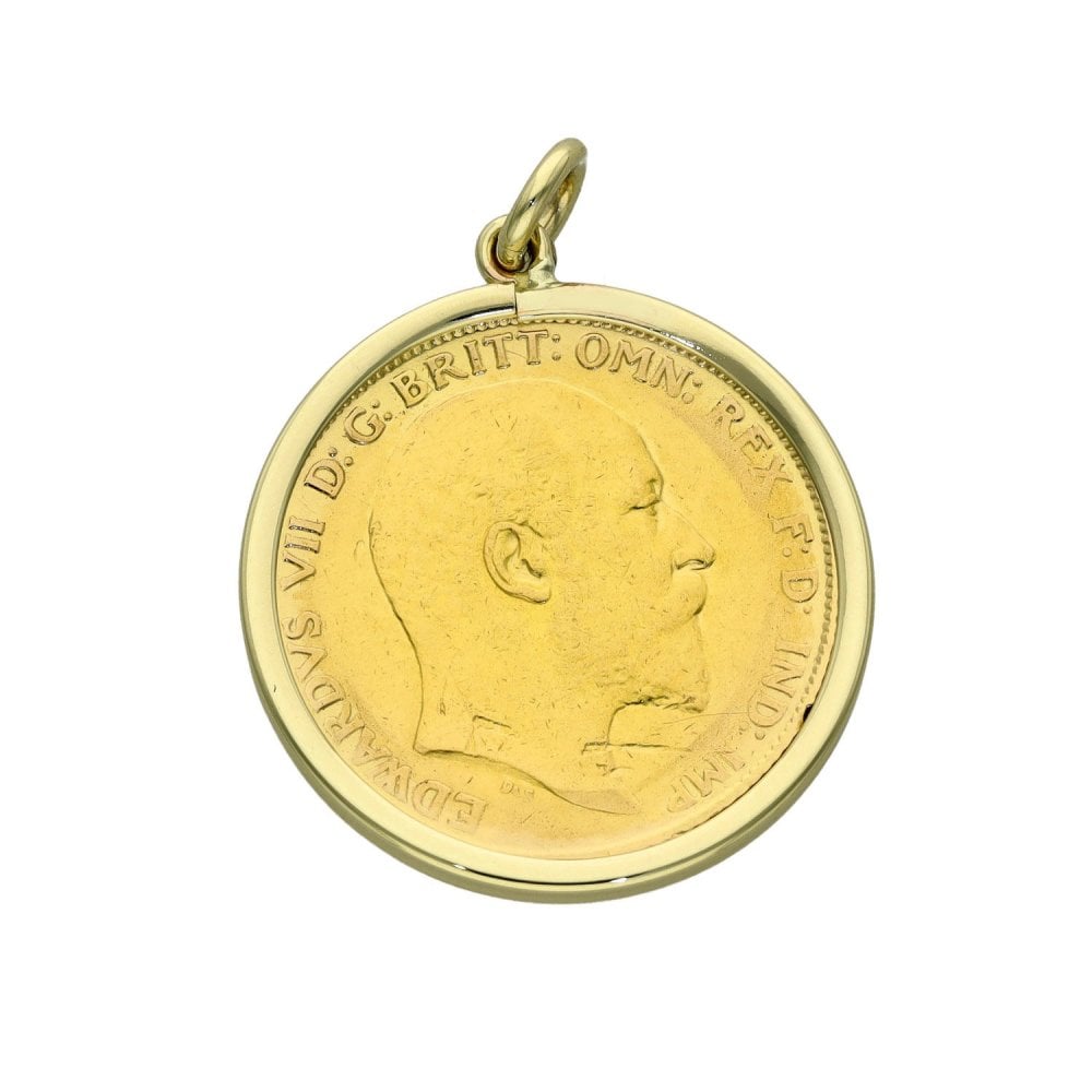 1906 Yellow Gold Half Sovereign Coin Pendant - 4.9g