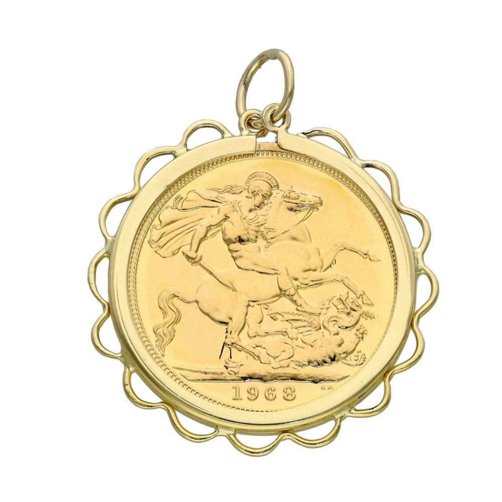 1968 Yellow Gold Full Sovereign Coin Pendant - 9.5g
