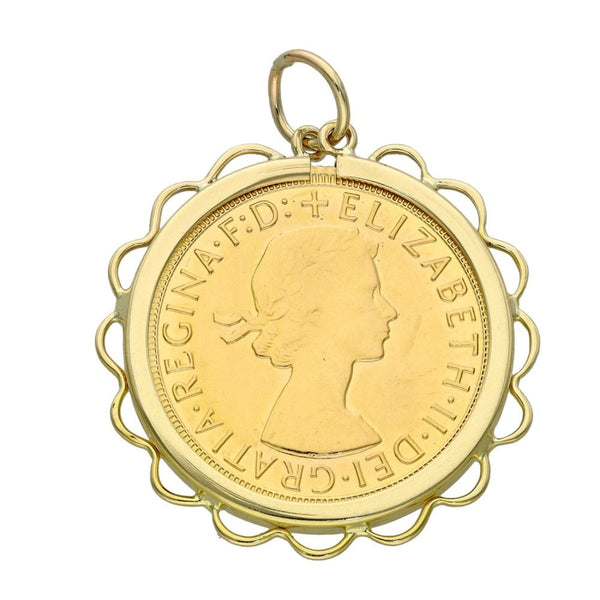 1968 Yellow Gold Full Sovereign Coin Pendant - 9.5g