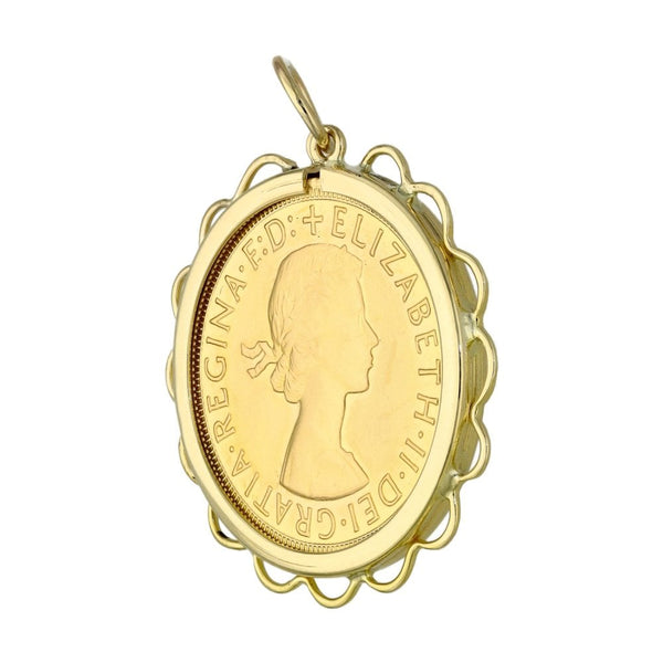 1968 Yellow Gold Full Sovereign Coin Pendant - 9.5g