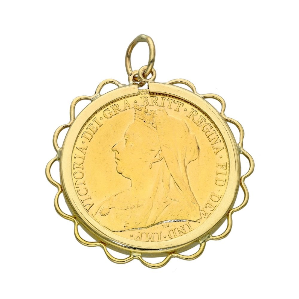 1900 Yellow Gold Full Sovereign Coin Pendant - 9.6g