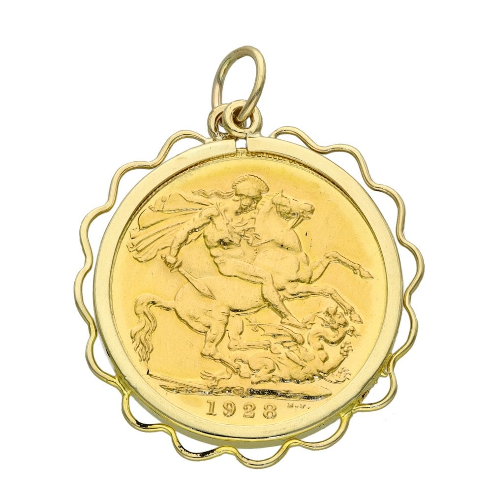 1928 Yellow Gold Full Sovereign Coin Pendant - 9.5g