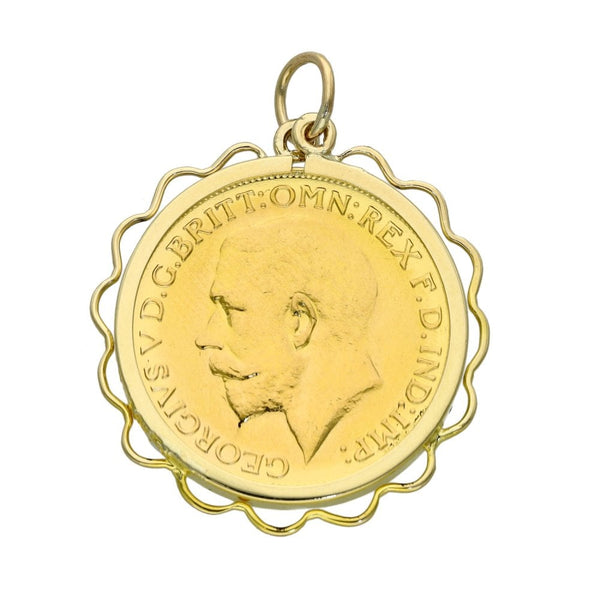 1928 Yellow Gold Full Sovereign Coin Pendant - 9.5g