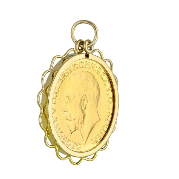 1928 Yellow Gold Full Sovereign Coin Pendant - 9.5g